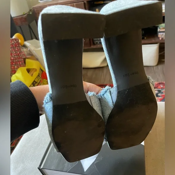 Denim Blue Frayed Slide Sandal - Women - Picture 6 of 6